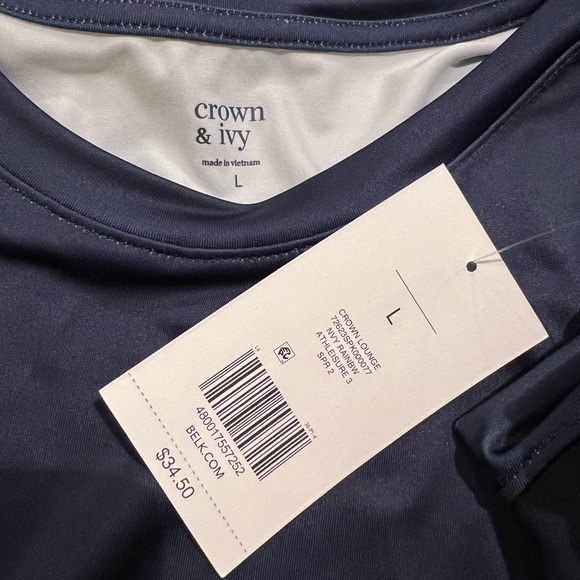 NWT Crown & Ivy Navy Sleeveless Athletic Tank w/Pink/Yellow/Green Tie Dye Arc - Picture 13 of 15